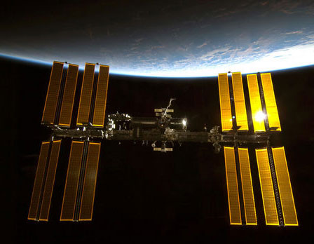 ISS in orbit above the Earth