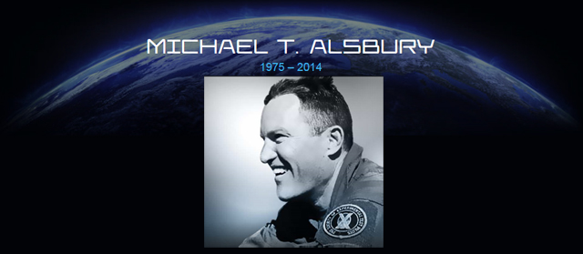 Michael Alsbury head shot, superimosed over an image of the moon - 1975-2014