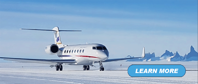 Private Jet landing on the South Pole