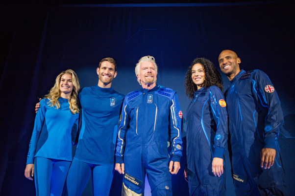 Richard Branson and fellow astromanaut in the new uniform